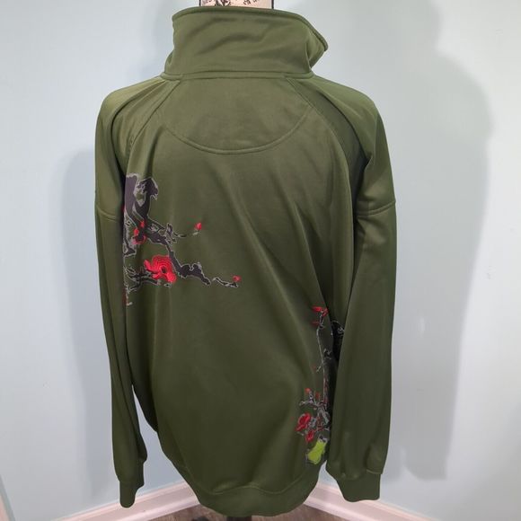 Five Pointz Cherry Blossom Sakura Green Zip Up Long Sleeve Jacket Men's Size 3xl - Picture 2 of 5